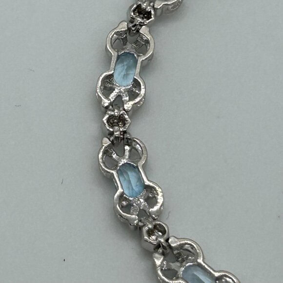 Sterling Silver Tennis Bracelet Blue Gemstones 6.5 " Vintage 1980 11.11grams - Picture 14 of 16